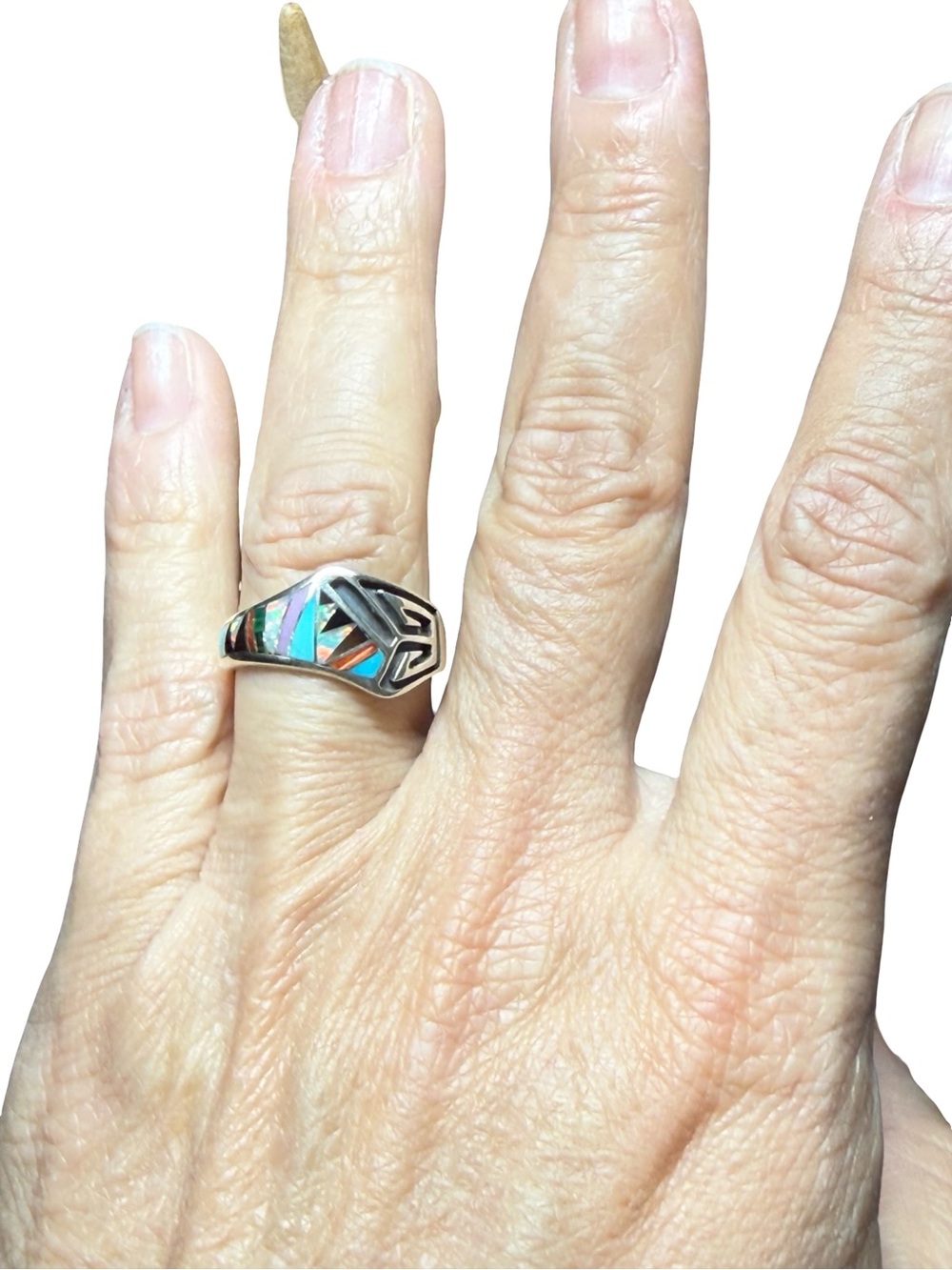 Sterling Silver Inlay Multi-Color Women’s Ring - Picture 7 of 11